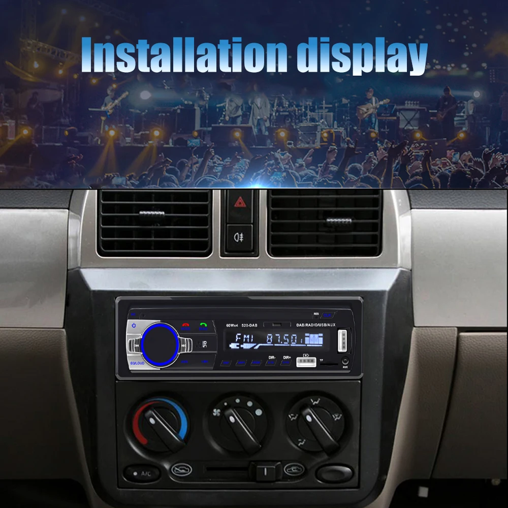 Podofo Dab Car Radio Autoradio Stereo Receiver FM Aux Input SD USB JSD-520 12V In-Dash 1din Bluetooth MP3 Multimedia Player