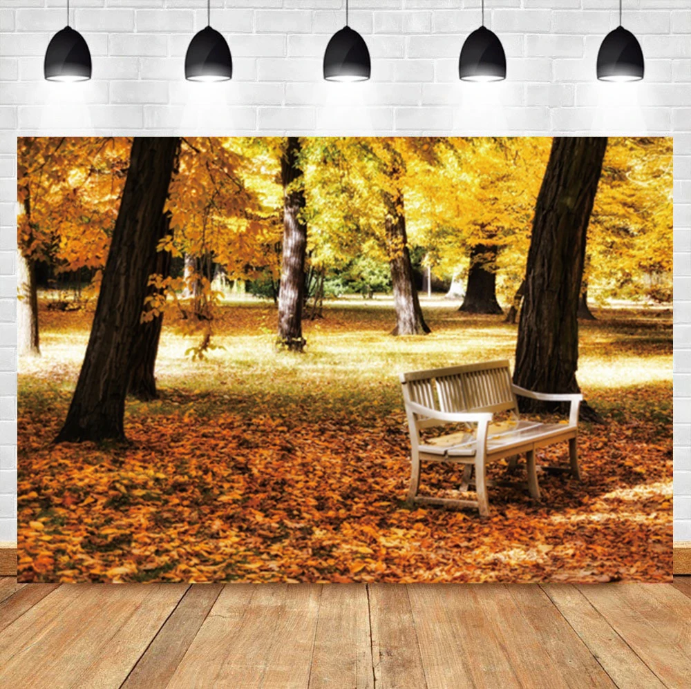 Laeacco Autumn Maple Forest Fallen Leaves Natural Landscape Room Decor Backdrop Photographic Photo Background For Photo Studio