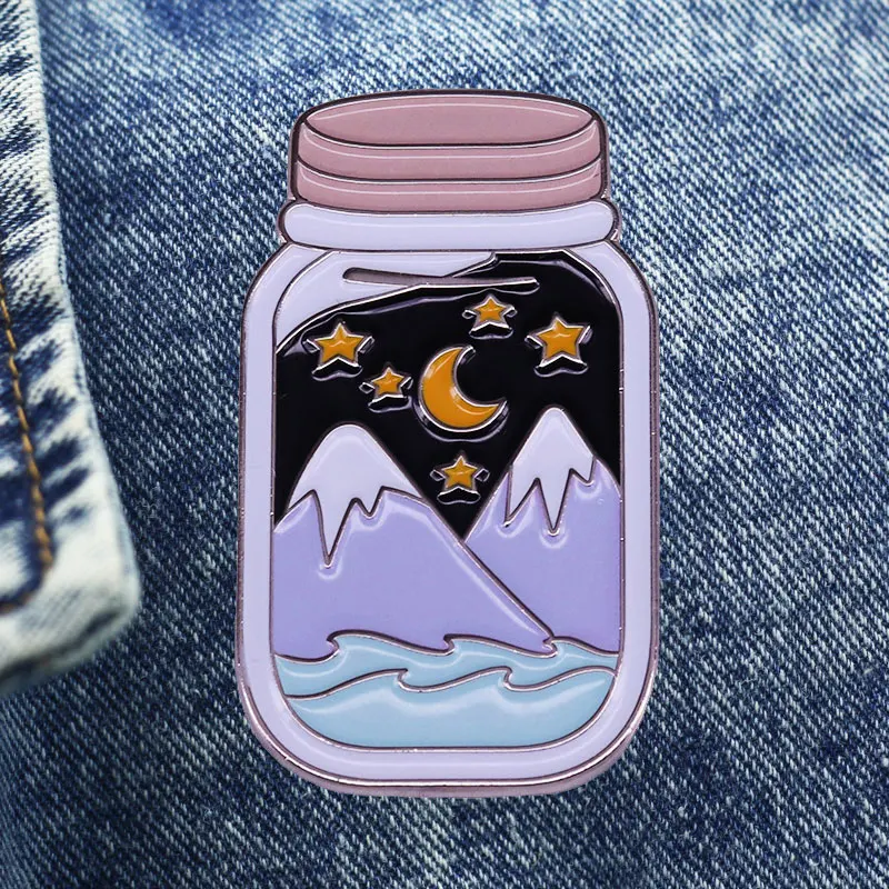 Beautiful Scenery Bottle Brooch Metal Enamel Lapel Badge Collect Denim Jacket Backpack Pin Given Friends And Fans Gifts