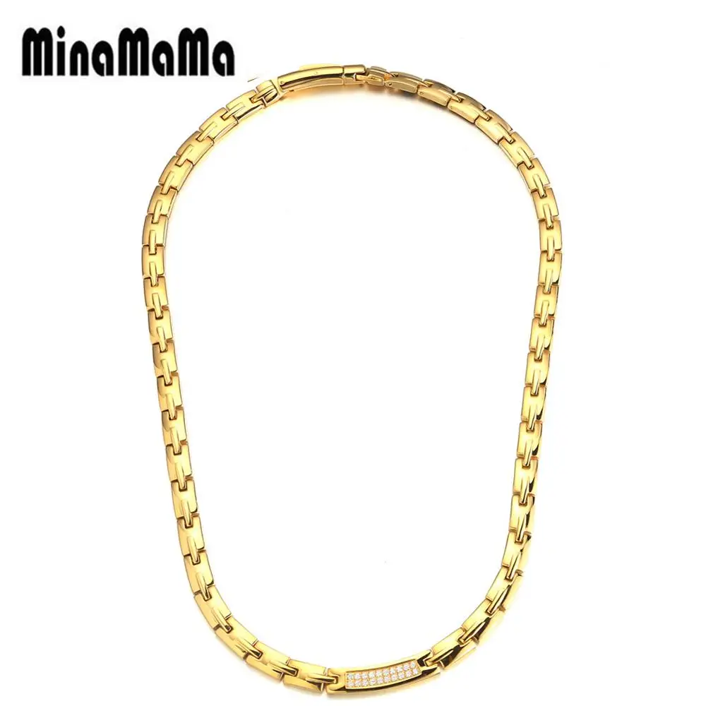 Stainless Steel Hematite Necklaces For Woman Men Gold Color Crystal Power Health Energy Necklace Jewelry Gifts