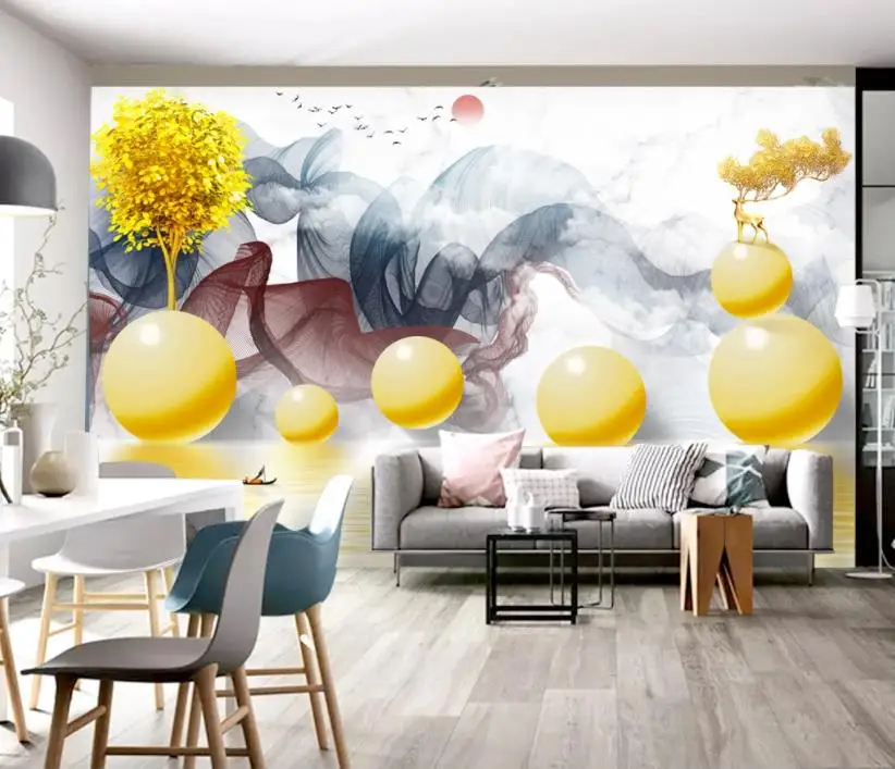 

Custom papel de parede Ink landscape wallpaper for kids room Bedroom living room 3D Background wall photo wallpapers 3d