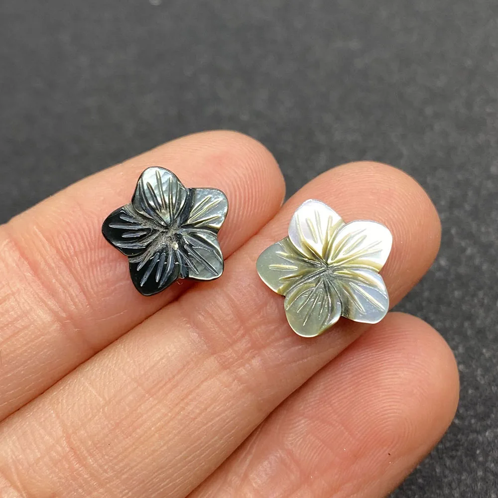10pcs Natural Black Shell Beads Handmade Making Necklace Bracelet Earrings Jewelry Accessories Ladies Flower Shaped Charm Beads