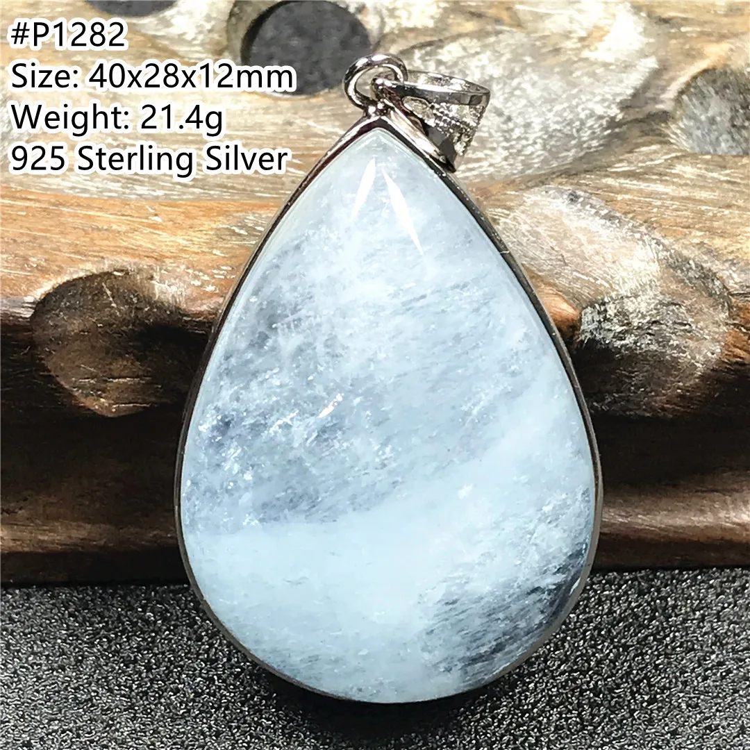 

Топ из натурального аквамарина, ожерелье, кулон, серебро 925 пробы для женщин и мужчин, подарок на удачу, кристалл 40x28x12 мм, бусины, камень, ювелирные изделия AAAAA