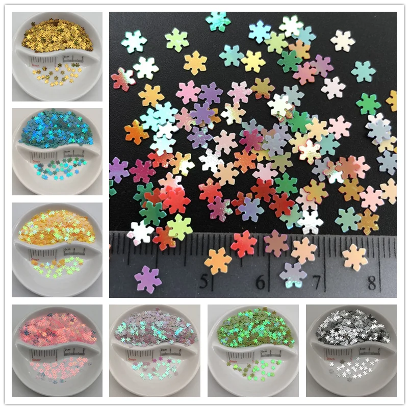 20g 5mm Snowflake PVC loose Sequins Glitter Paillettes for Nail Art Manicure, Wedding Confetti,Accessories for Ornament/Crafts