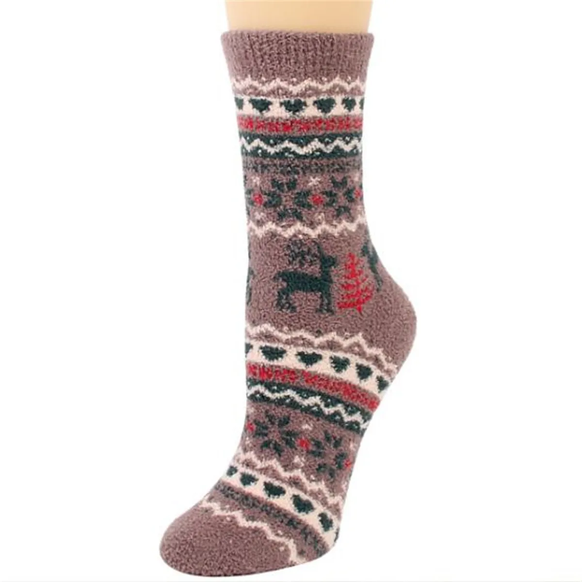 Winter Thick Coral Velvet Women Socks Christmas Elk Cartoon Warmer Dress