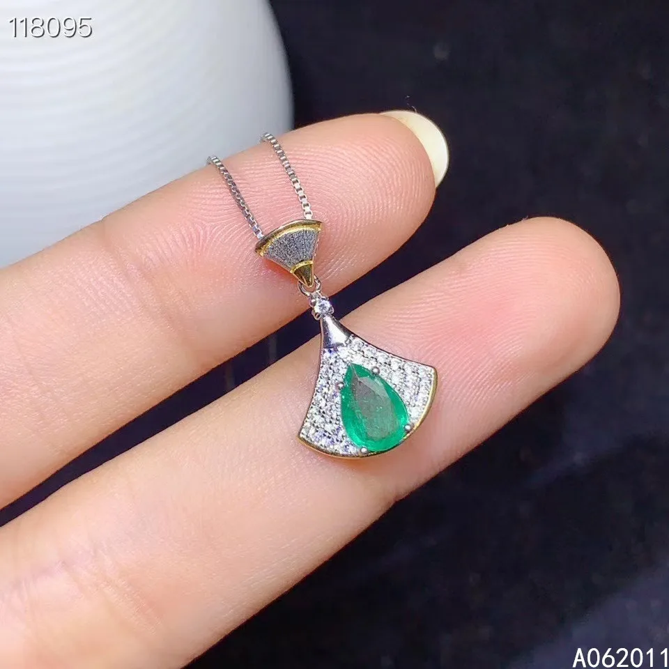 

KJJEAXCMY Fine Jewelry Natural Emerald 925 Sterling Silver Lovely Girl New Pendant Necklace Chain Support Test