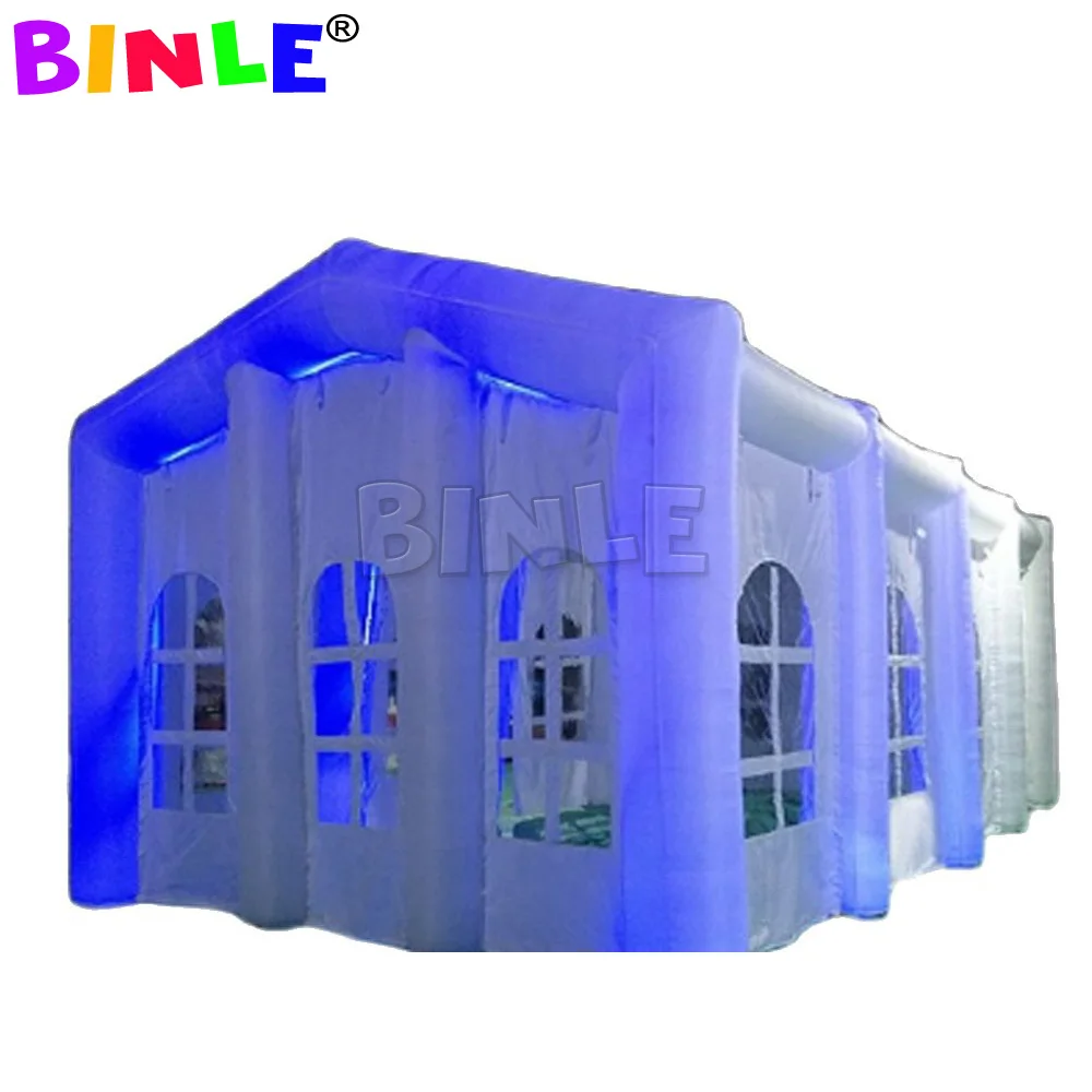 Outdoor Giant White Inflatable Wedding Tent With Colorful LED House Shaped Blow Up Inflatable Cabinet Square Tent With Windows