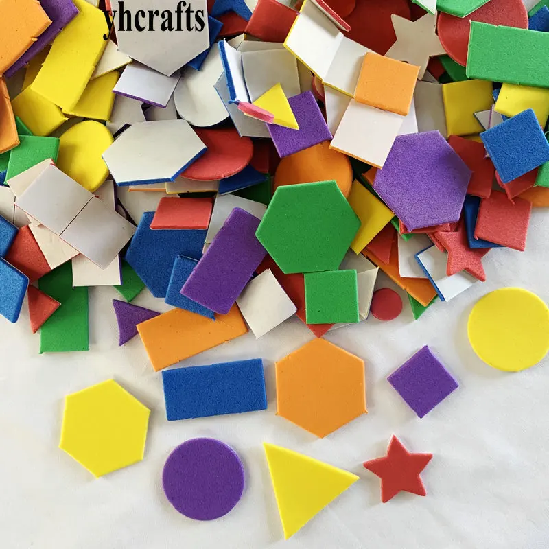 1bag(15-250PCS)/LOT,Mixed shape foam stickers Irregular geometric figure Foam puzzle Early educational toy Kindergarten crafts