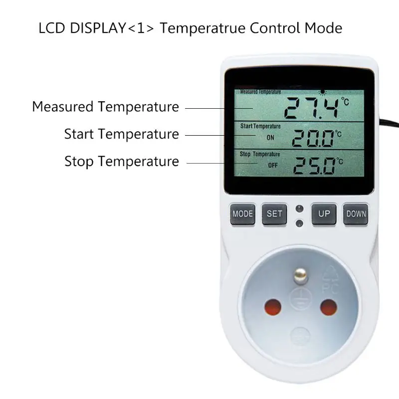 16A 110V-230V Multi-Function Thermostat Digital Temperature Controller Socket Outlet Timer Switch Sensor Probe Heating Cooling