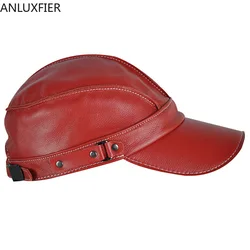 H6983 Leather Hat Male Korean New Baseball Cap Autumn Winter Outdoor Leisure Youth Middle-aged Women Men Fashion Cowhide Hats