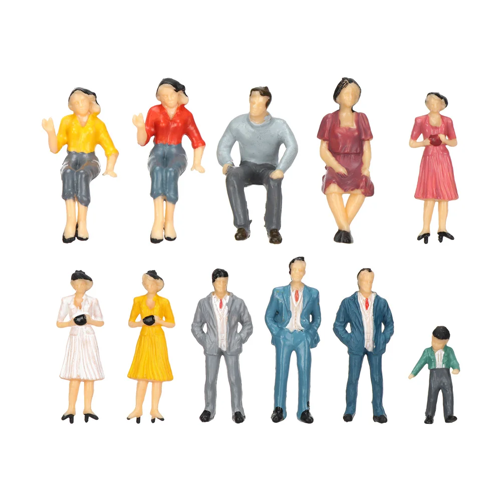 10Pcs 1:25/1:30 Scale Model Building Passengers DIY Character Plastic Miniature People Figures Standing People Assorted Poses