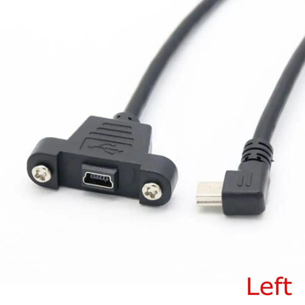 Mini USB Up Down Left Right Angled Elbow mini USB B 5pin 2.0 Male to Female Extension Cable 30cm 50cm With Panel Mount Hole 30cm