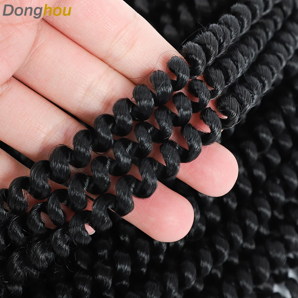 Donghou ฤดูใบไม้ผลิ Twist Crochet ผม Faux Locs Crochet Braid 15ราก/แพ็คถักผม Afro ฤดูใบไม้ผลิ Twist หยิกผม