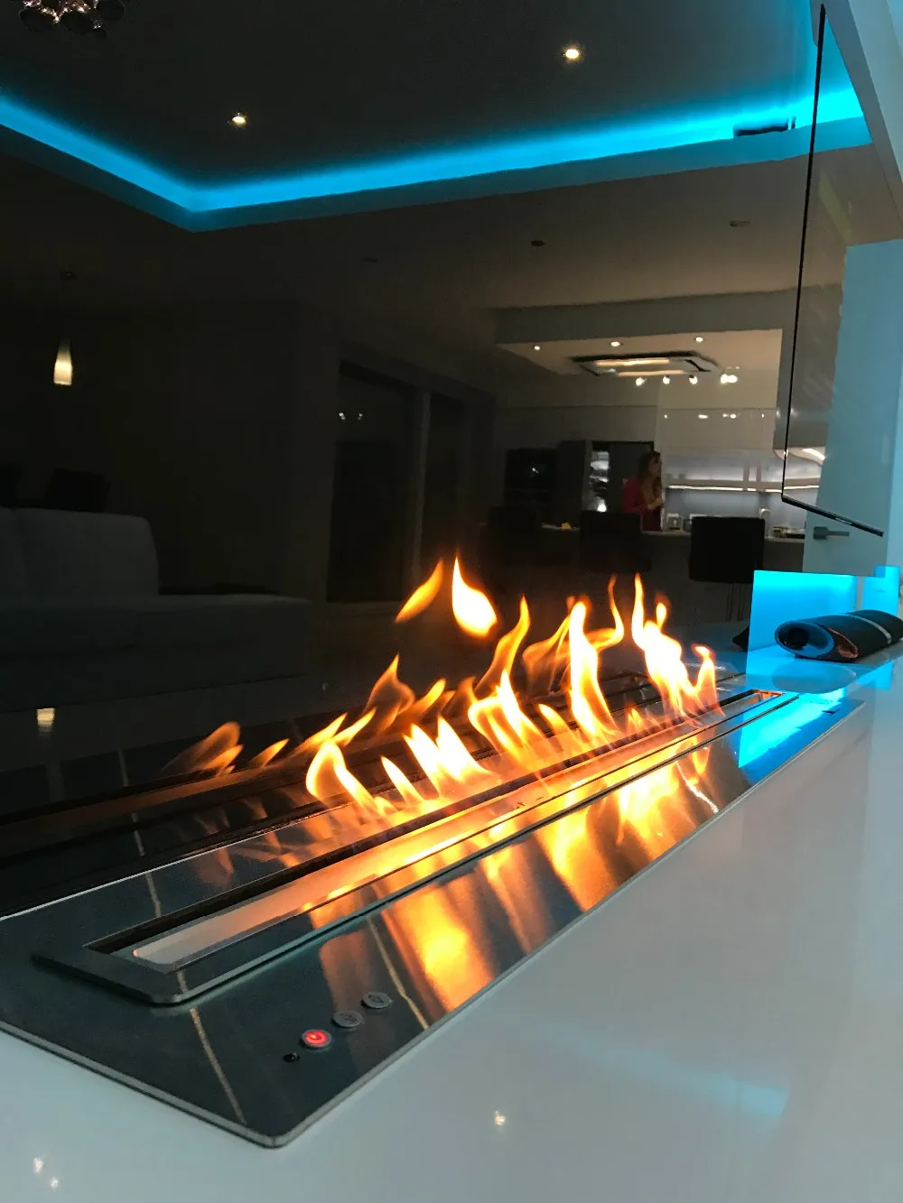 

hot sale 30 inches Luxury real fire indoor ethanol burner insert intelligent ethanol fireplace