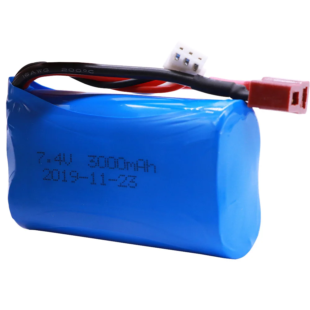 Battery for Q46 Wltoys 10428 /12428/12423 RC Car Spare Accessories 7.4V 3000mAh 2S 18650 T Plug high capacity toy battery 1-3PCS