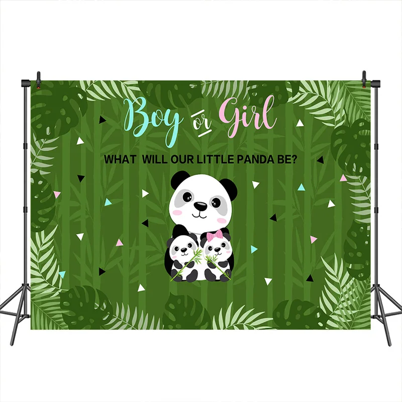 

Mocsicka Baby Shower Backdrop Cute Panda Bamboo Forest Green Background Customized Photographic Backdrops for Photo Studio