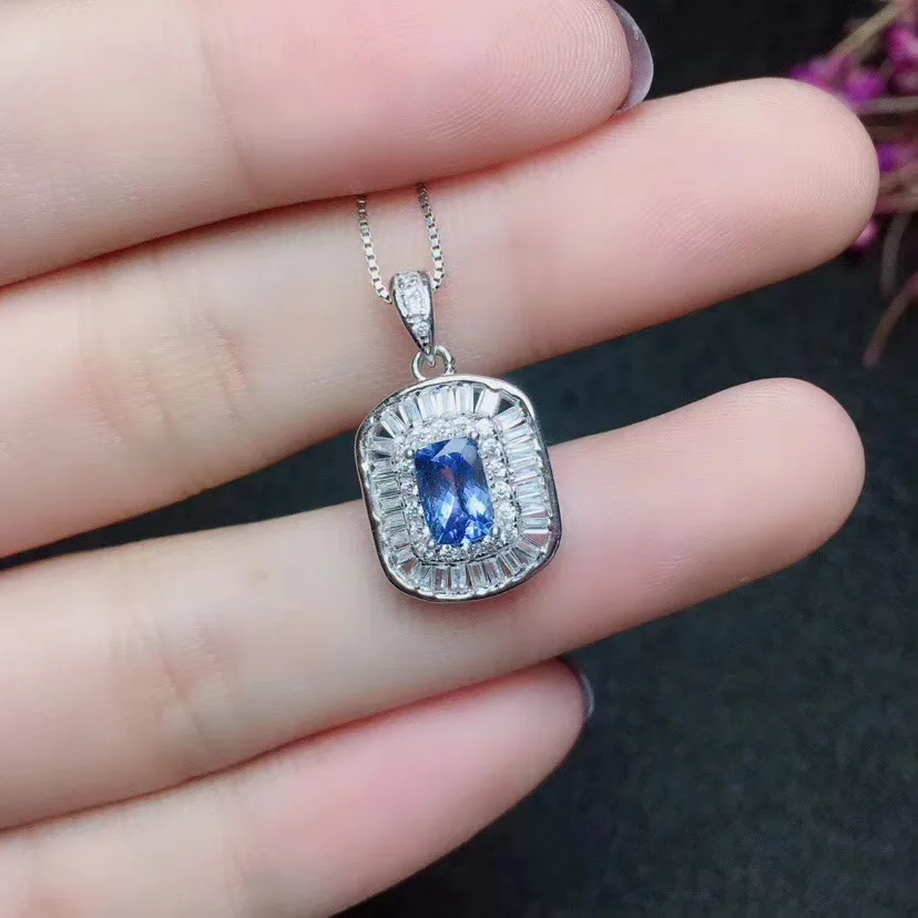 

New Coming Natural and Real Tanzanite Necklace Pendant S925 Sterling Silver Women's Color Gemstone Natural Jewelry