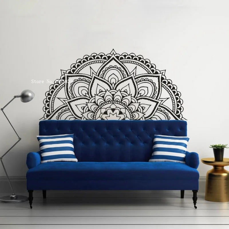 Half Mandala Flower Wall Sticker Bedside Decoration Headboard Vinyl Decal Cool Style Wallpaper Mandala Art Murals YL003