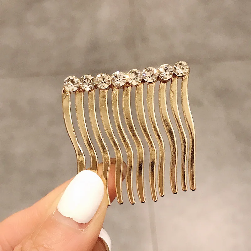 New FashionBoutique Alloy Pearl Rhinestone Row Fork Hair Comb Barrettes for Women Girl Accessories Headwear