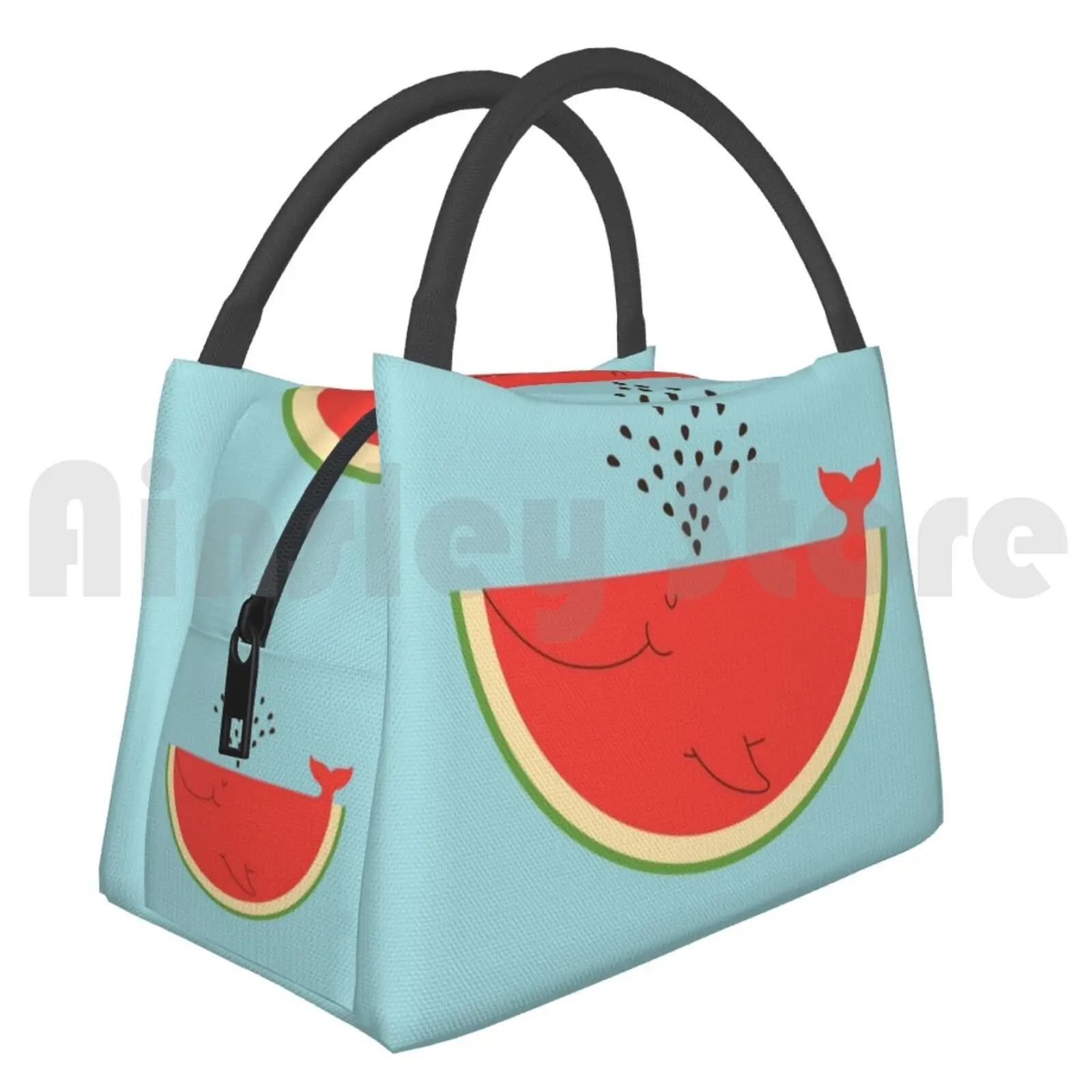 

Portable Insulation Bag Watermelon Whale Whale Watermelon Red Fruit Tropical Summer Beach Fish Most Creative Art