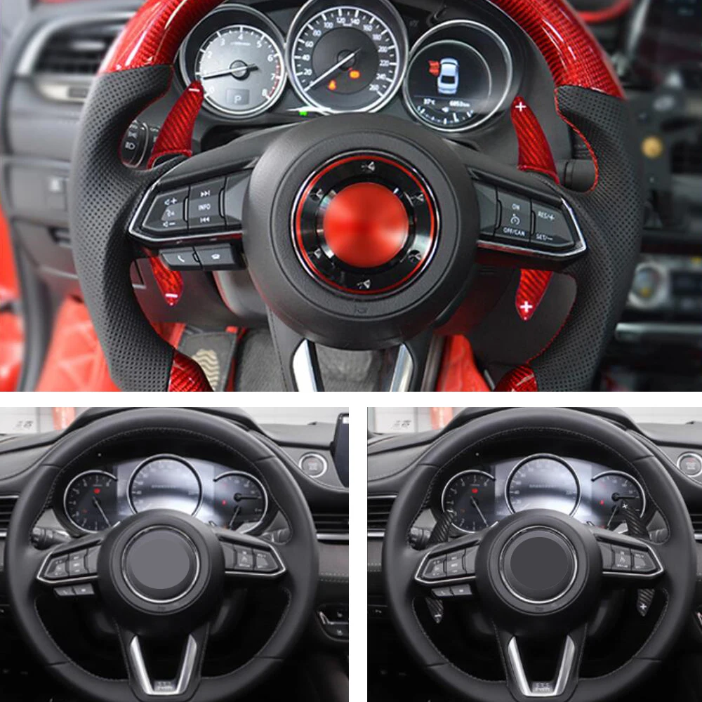 Real Carbon Fiber Paddle Paddle Shift Steering Wheel Shifter Extension For Mazda 3 Mazda 6 CX-3 CX4 CX-5 CX5 MX5 Atenza Axela