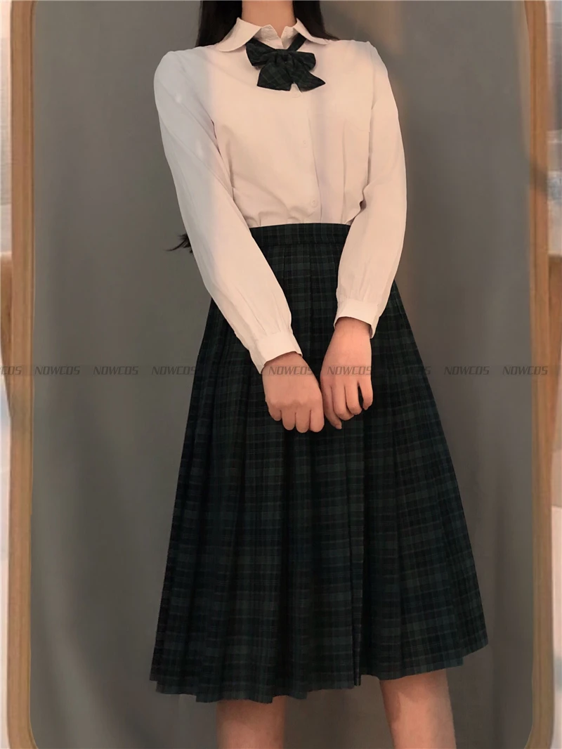 [Sandwich seaweed] Student JK Uniform Long Plaid Skirt Genuine Premium Grade Preppy Style Skirt Full set Autumn Winter Suits