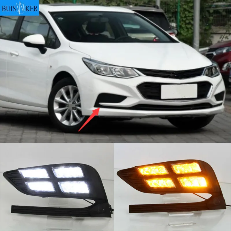 

2Pcs DRL For Chevrolet Cruze 2016 2017 2018 Daytime Running Lights fog lamp cover headlight 12V Daylight signal for Chevy