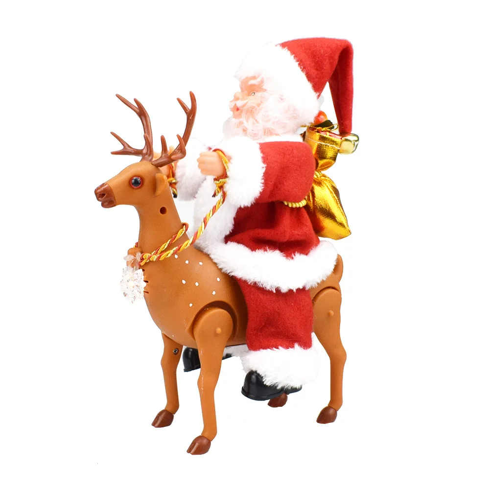 

Novel And Interesting Walking Deer Riding Santa Claus Electric Toys Christmas Gifts Decorative Ornaments