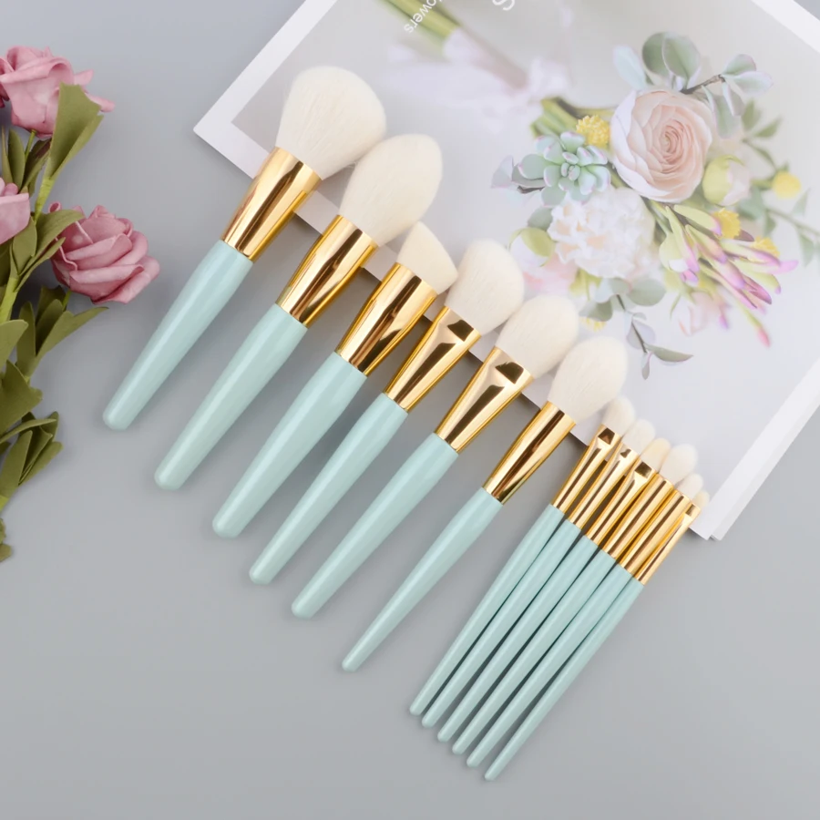 12pcs/set Blue Makeup brushes set Powder contour sculpting Highlighter Halo dyed brush Eye shadow eyebrow concealer Make up