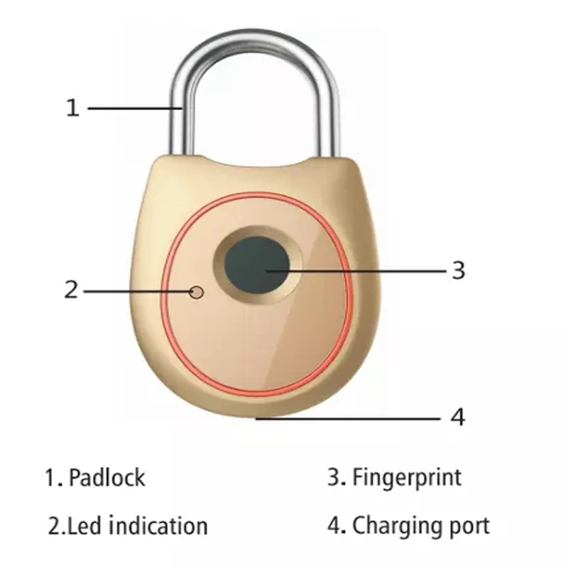 Portable Smart Mini Fingerprint Padlock USB Rechargeable IP65 Waterproof for Bag Luggage Case Lock Anywhere Multi-Color Optional