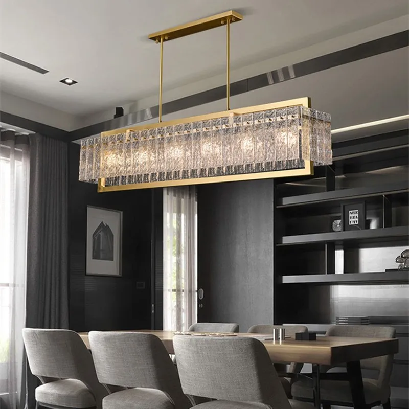 Simple All Copper Restaurant Personalized Creative Bar Front Desk Glass Lamps Sales Office Designer Light Luxury Chandelier