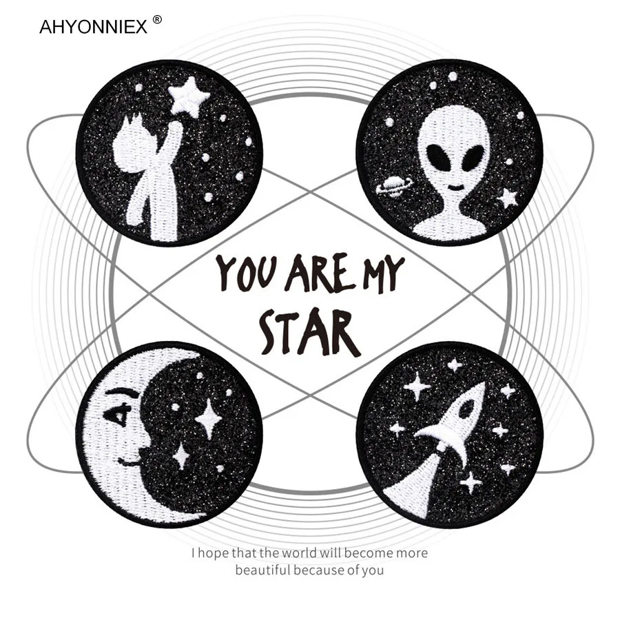 1 шт., вышитая аппликация AHYONNIEX «Звездная Вселенная»