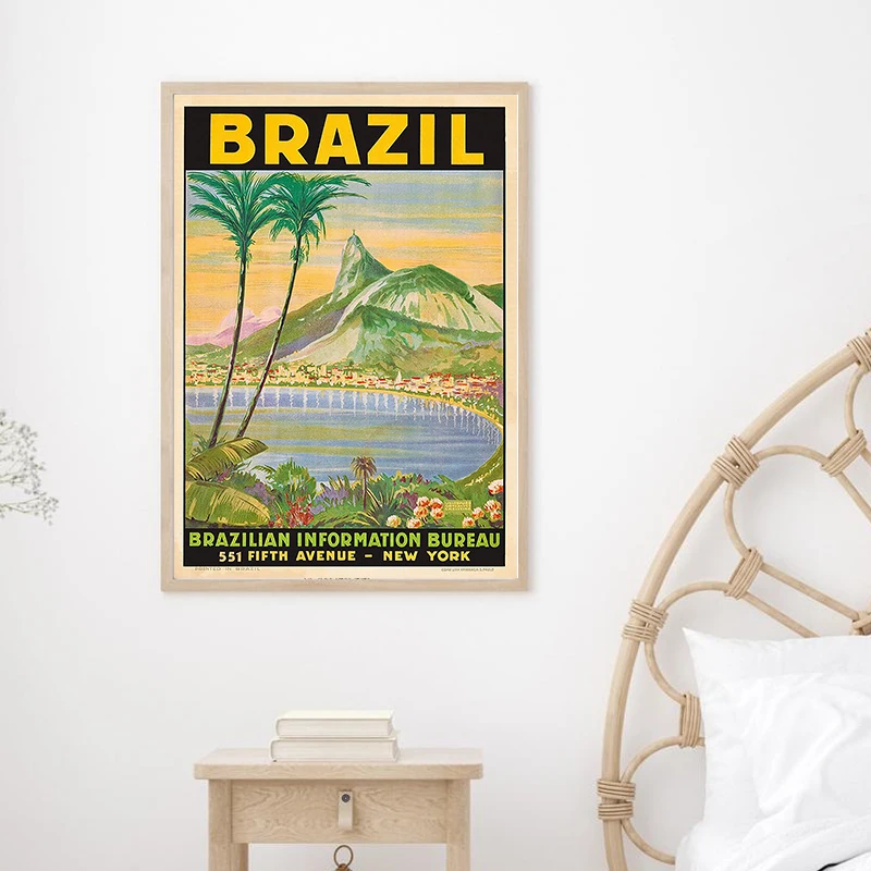 Brazil Print Vintage South American Travel Poster Tourist City Landscape Art Canvas Painting Retro Wall Picture Home Room Decor