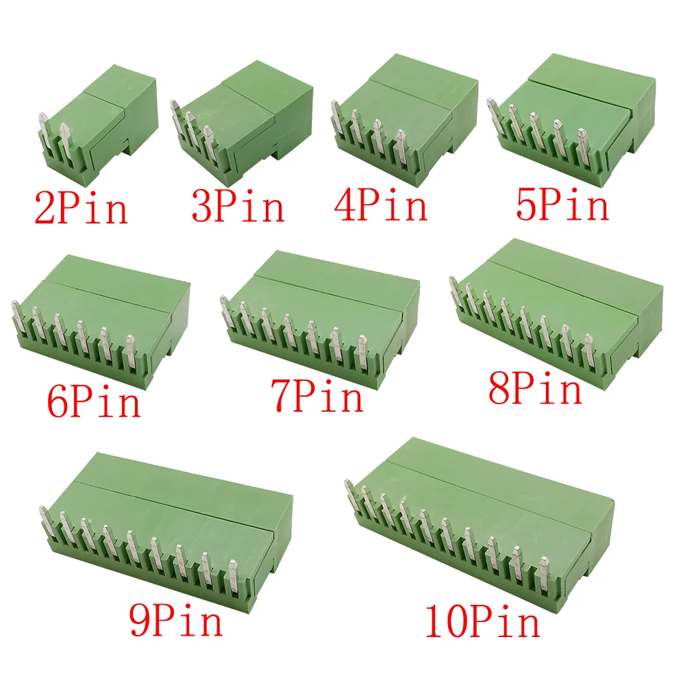 10Pcs/Lot HT3.96mm 2-10Pin PCB Screw Terminal Wire Connectors Pitch 3.96MM Right Angle 2-10P Plug Socket Terminal Block Adapter