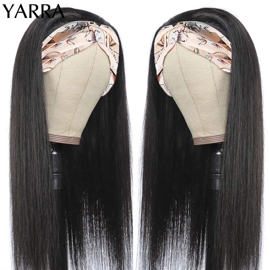 26 28 30 Inch Long Straight Headband Wigs Human Hair Brazilian Straight Headband Wigs For Black Women Machine Made Remy Yarra