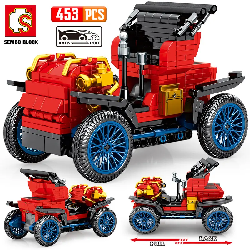 

SEMBO BLOCK City Retro Pull Back Classic Car Building Blocks Mechanical Sports Vehicle Bricks Toys For Children Gifts