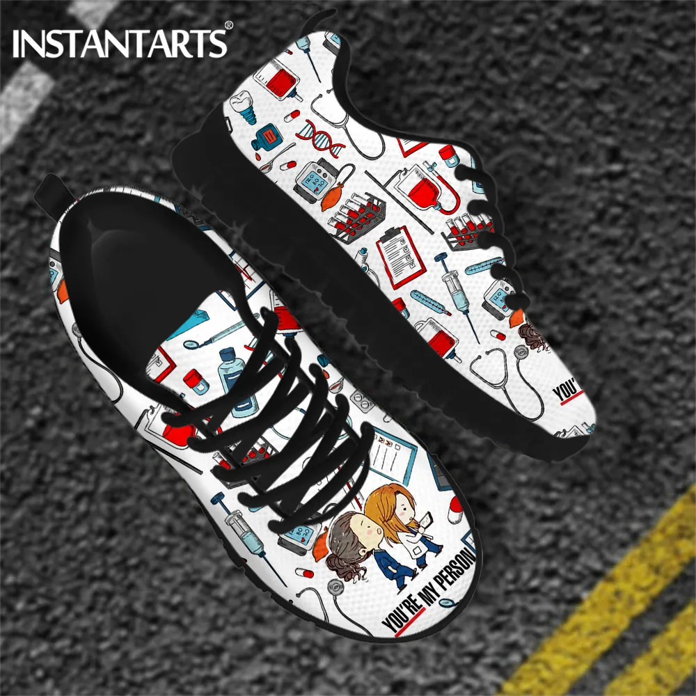 INSTANTARTS Grey's Anatomy You're My Person Brand Desing Women Mesh Sneakers Casual Mesh Medical Nurse Shoes Flats Zapatos Mujer