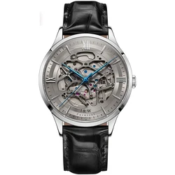 High end Skeleton Watch Men Switzerland brand I&W Automatic Self Wind Mechanical Watch Sapphire Leather Band Waterproof Relogio