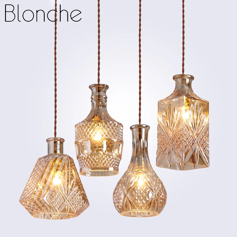 

Modern Pendant Lights Vintage Wine Bottle Bar/ CafeRoom Lamp Single Glass Pendant Lamps Decoration Indoor Lighting E27