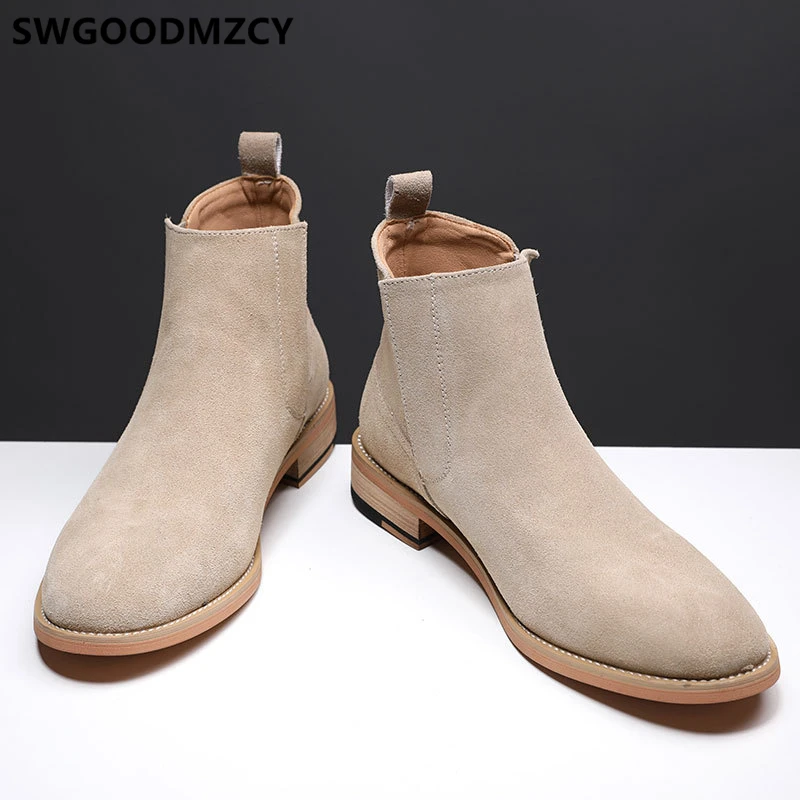 Chelsea Boots Pria Musim Dingin Pria Sepatu Gurun Kulit Asli Boots Pria Pasang Kaos Nieve Hombre Zapatos De Hombre De Vestir formal