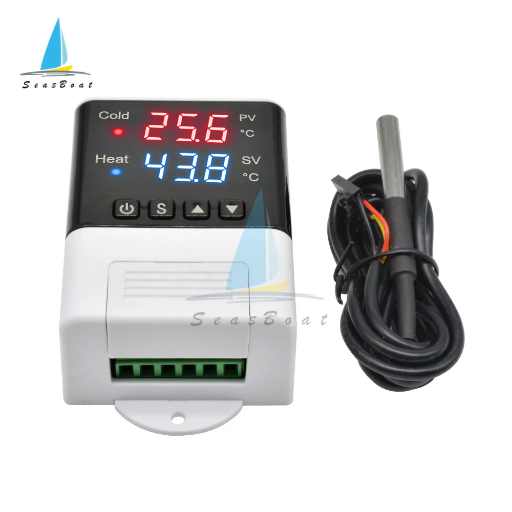 AC110-220V Temprature Controler Switch Heat Electronic Display Microcomputer Temperature Controller For Incubator DS18B20 Sensor