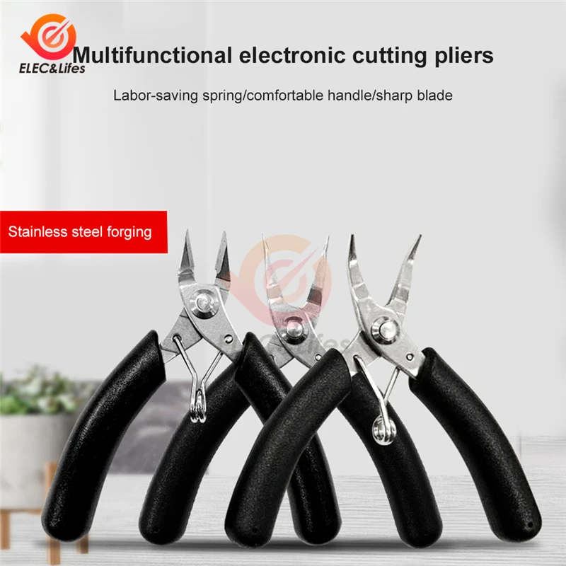 4 Inch Mini Pliers Diagonal Pliers Bent Needle Nipper Nose Pliers Cable Snips Electrical Cutting Pliers Repair DIY Hand Tools