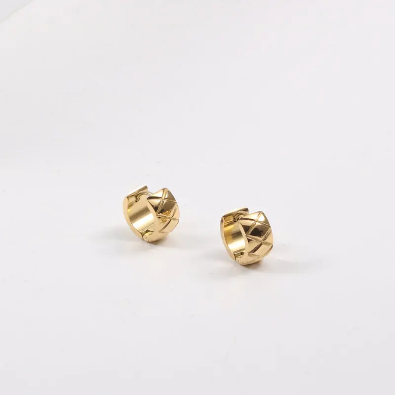 KITEAL 2024 new hit PVD plated Lady earrings earring female 2024 Grid pattern women earring christmas gift