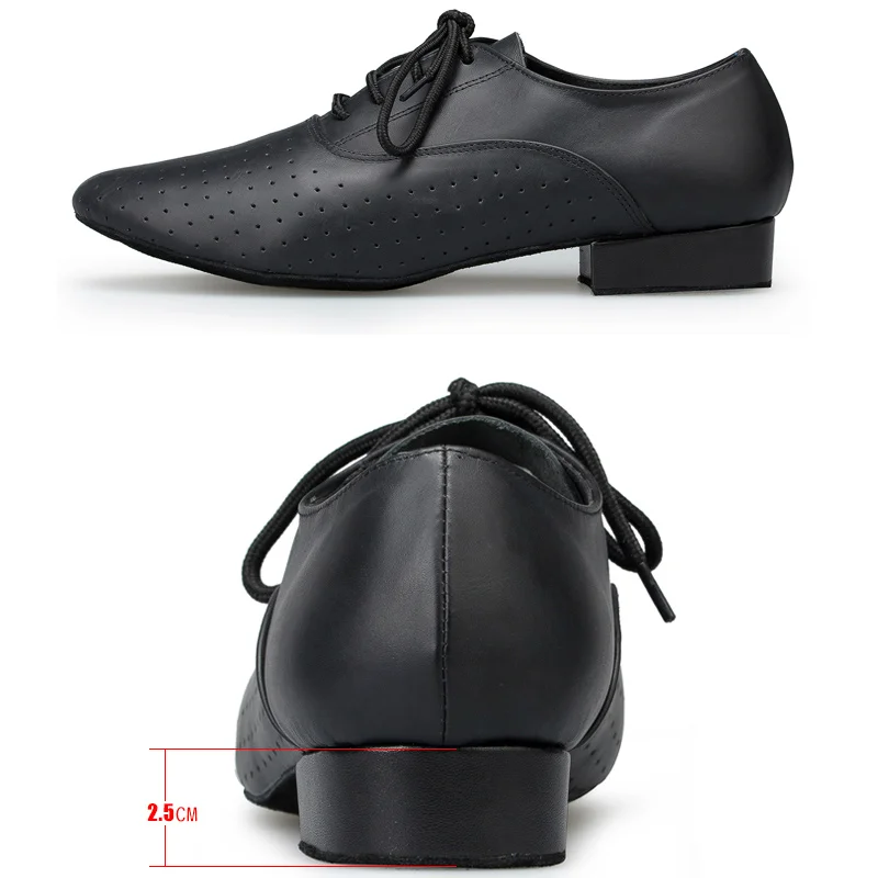 Professionele Lederen Ballroom Latin Salsa Dansschoenen Mannen Jongen Party Tango Moderne Jazz Rumba Lage Hakken Schoenen Suède Zool EU39-46