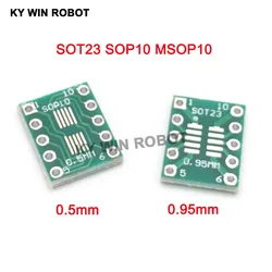 Placa adaptadora SMD a DIP, convertidor de placa PCB, SOT23, SOP10, MSOP10, Umax, SOP23 a DIP10, 0,5mm/0,95mm a 2,54mm, 20 unidades