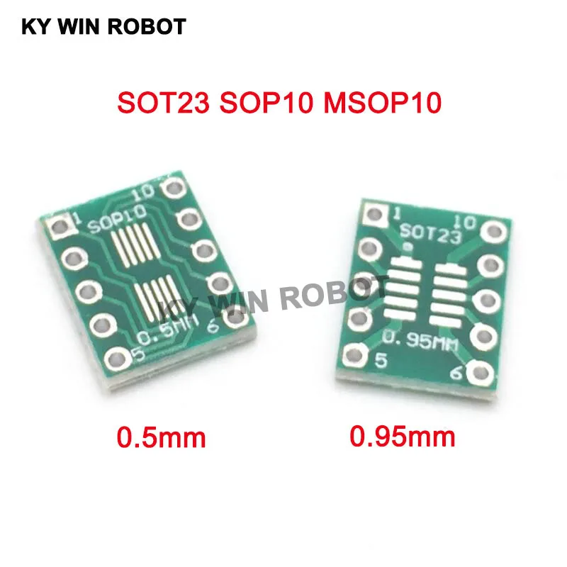 20szt SOT23 SOP10 MSOP10 Umax SOP23 do DIP10 Pinboard SMD do DIP Adapter Plate 0.5mm/0.95mm do 2.54mm DIP Pin PCB Board Convert