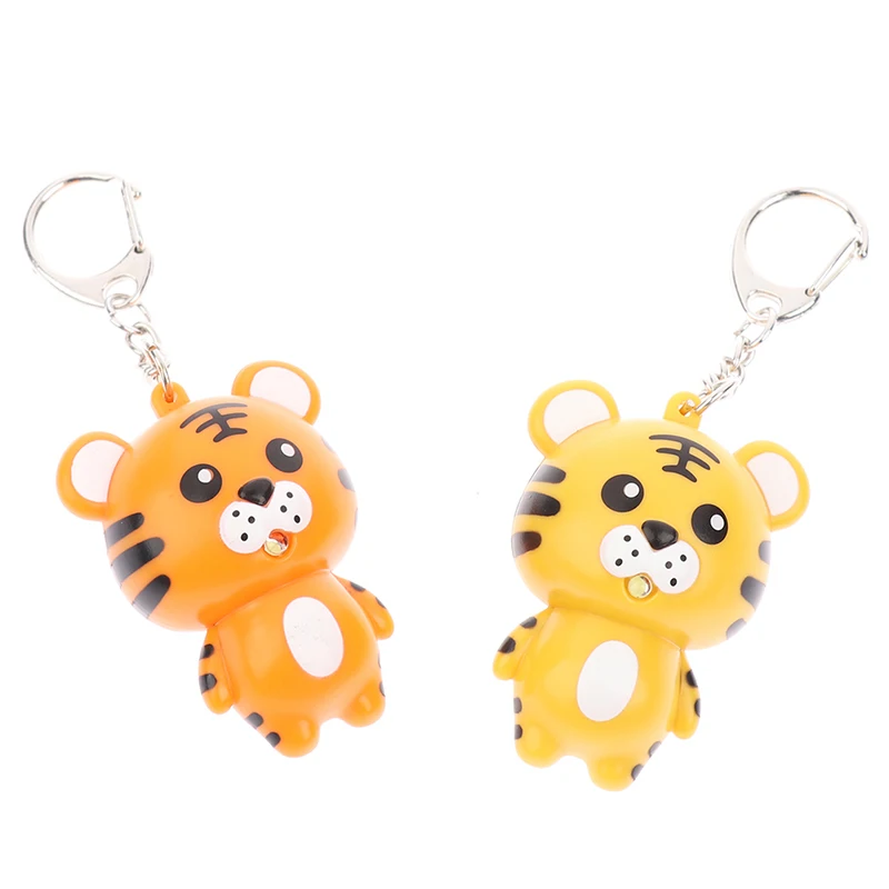LED Luminous Sound Cartoon น่ารัก Tiger Keychain Key Ring Charm กระเป๋าจี้ Key Chain Keyring เครื่องประดับสำหรับผู้หญิงผู้ชายเด็ก