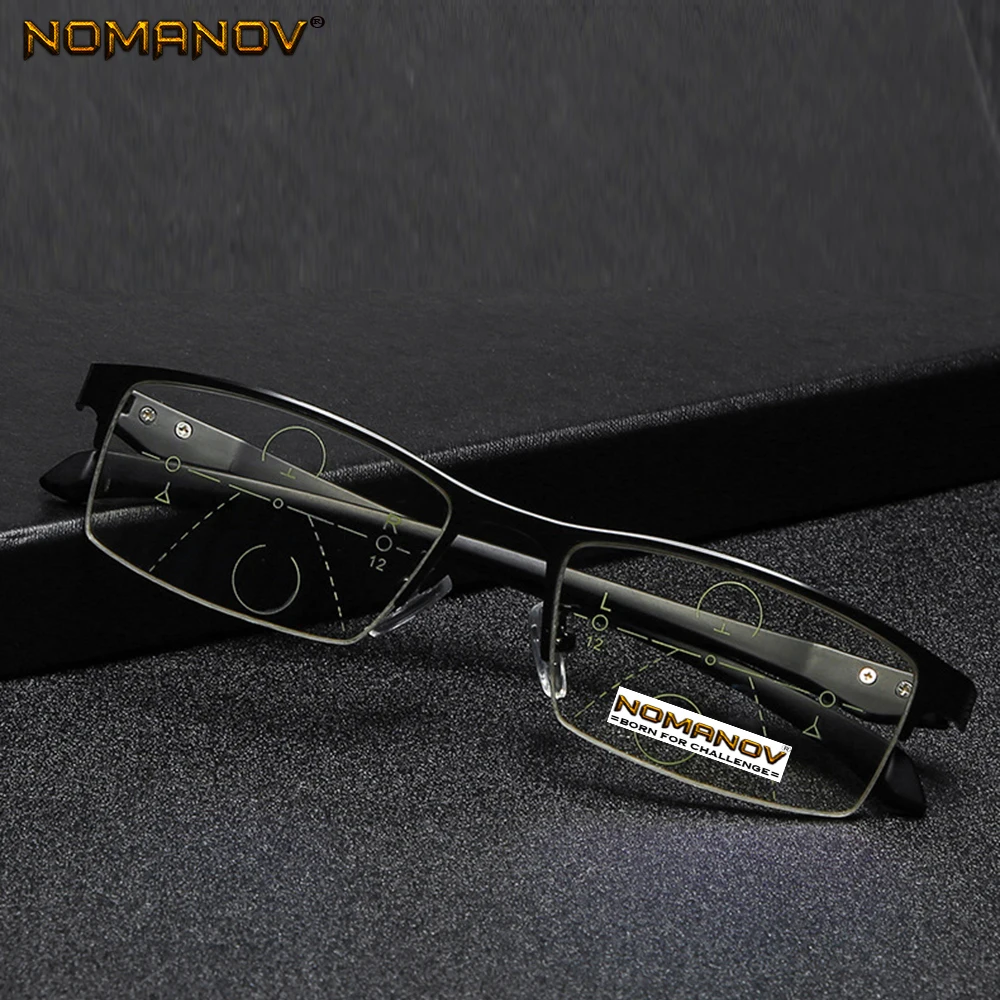Commercial Alloy Frame Anti-fatigue Lens Men Women Progressive Multifocus Reading Glasses Add 75 100 125 150 175 200 To400