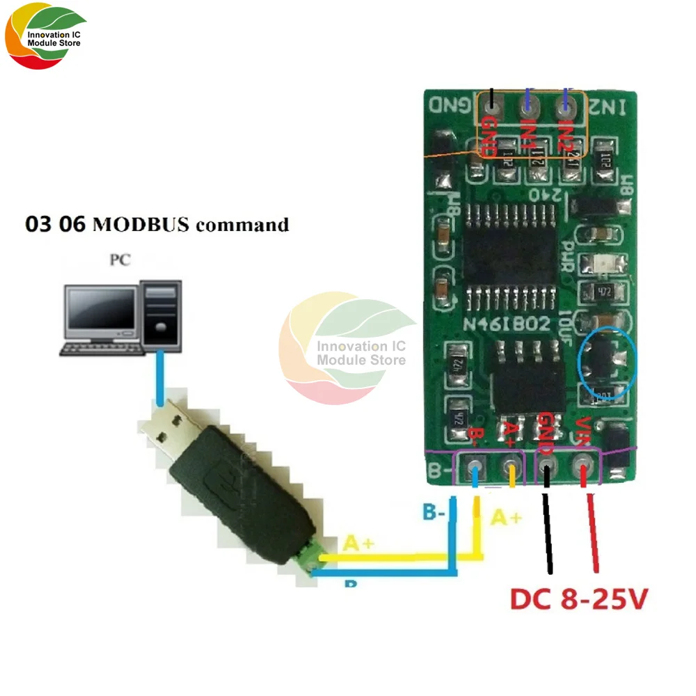 4-20MA to RS485 2 Channel DC 12V 0-25MA Analog acquisition module 12Bit ADC Board Modbus RTU PLC