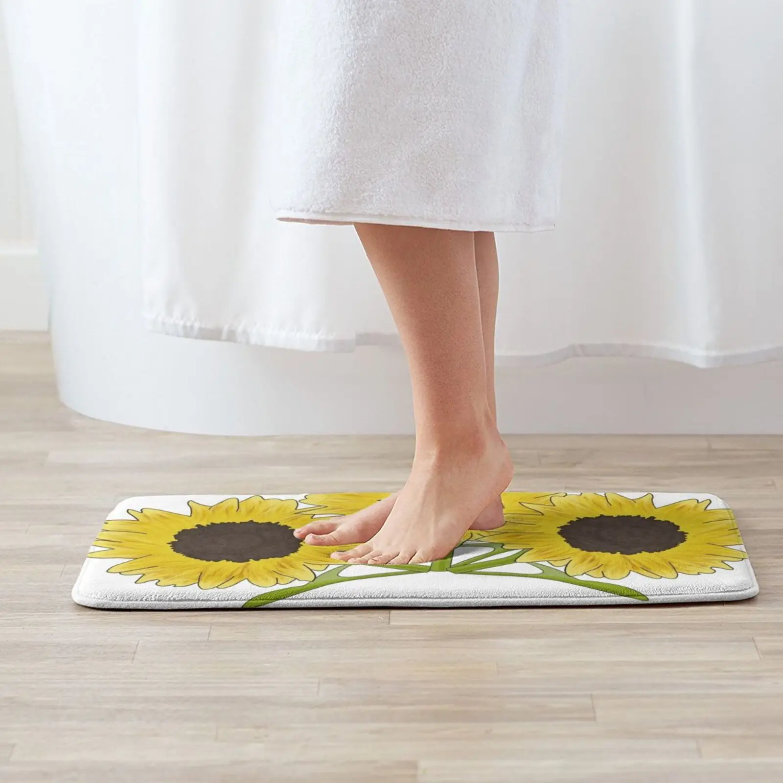 Digital Sun Flower Bunch Entrance Door Mat Bath Mat Rug Sunny Yellow Flowers Yellow Sun Flowers Yellow Floral Three Sunflowers